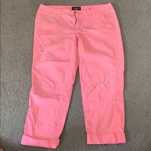 American Eagle Distressed Pink Crop Pants